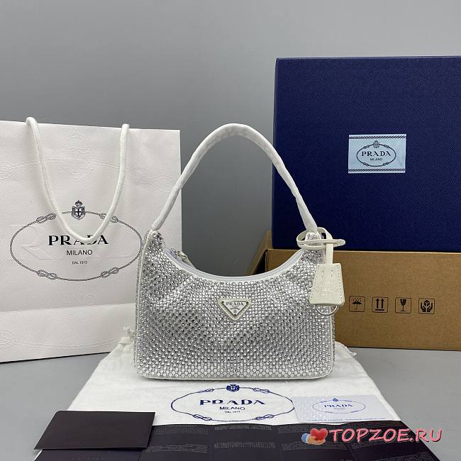 PRADA SATIN MINI-BAG WHITE 1NE515 SIZE 22 x 12 x 6 CM - 1