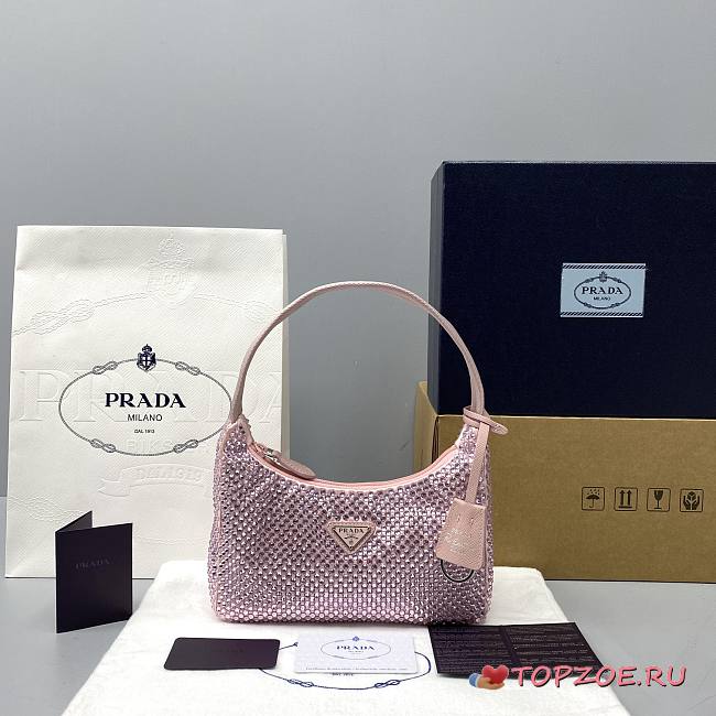 PRADA SATIN MINI-BAG LIGHT PINK 1NE515 SIZE 22 x 12 x 6 CM - 1