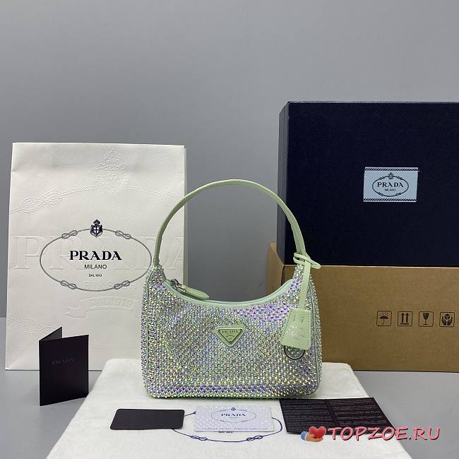 PRADA SATIN MINI-BAG LIGHT GREEN 1NE515 SIZE 22 x 12 x 6 CM - 1