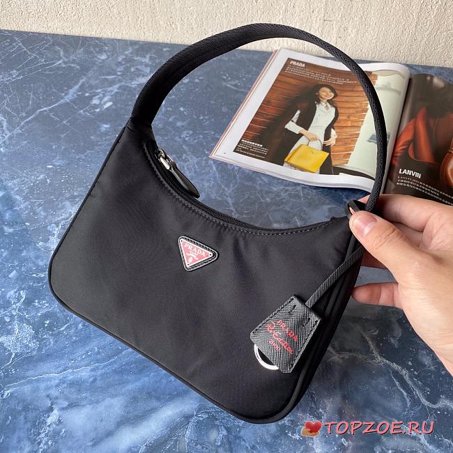 PRADA RE-EDITION 2000 NYLON MINI BAG BLACK & RED LOGO 1NE515 SIZE 23 × 17 × 6 CM - 1
