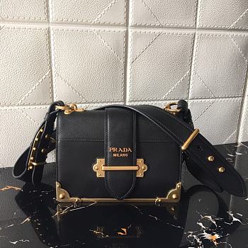 PRADA LEATHER PRADA CAHIER BAG BLACK 1BD045 SIZE 20 x 14 x 8.5 CM