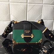 PRADA LEATHER PRADA CAHIER BAG BLACK/EMERALD GREEN 1BD045 SIZE 20 x 14 x 8.5 CM - 1
