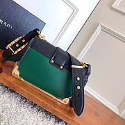 PRADA LEATHER PRADA CAHIER BAG BLACK/EMERALD GREEN 1BD045 SIZE 20 x 14 x 8.5 CM - 2