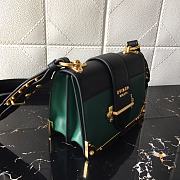 PRADA LEATHER PRADA CAHIER BAG BLACK/EMERALD GREEN 1BD045 SIZE 20 x 14 x 8.5 CM - 5