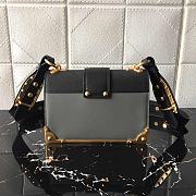 PRADA LEATHER PRADA CAHIER BAG BLACK/GRAY 1BD045 SIZE 20 x 14 x 8.5 CM - 4