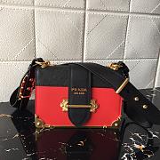 PRADA LEATHER PRADA CAHIER BAG BLACK/RED 1BD045 SIZE 20 x 14 x 8.5 CM - 1