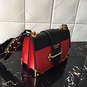 PRADA LEATHER PRADA CAHIER BAG BLACK/RED 1BD045 SIZE 20 x 14 x 8.5 CM - 3