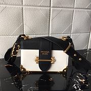 PRADA LEATHER PRADA CAHIER BAG BLACK/WHITE 1BD045 SIZE 20 x 14 x 8.5 CM - 1