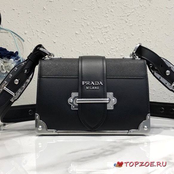 PRADA LEATHER PRADA CAHIER BAG SILVER METAL 1BD045 SIZE 19 x 14 x 9 CM - 1