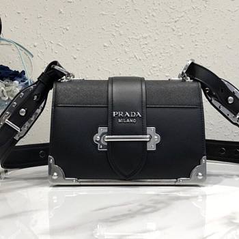 PRADA LEATHER PRADA CAHIER BAG SILVER METAL 1BD045 SIZE 19 x 14 x 9 CM