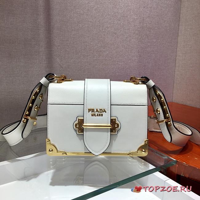 PRADA LEATHER PRADA CAHIER BAG WHITE 1BD045 SIZE 20 x 14 x 8.5 CM - 1