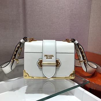 PRADA LEATHER PRADA CAHIER BAG WHITE 1BD045 SIZE 20 x 14 x 8.5 CM