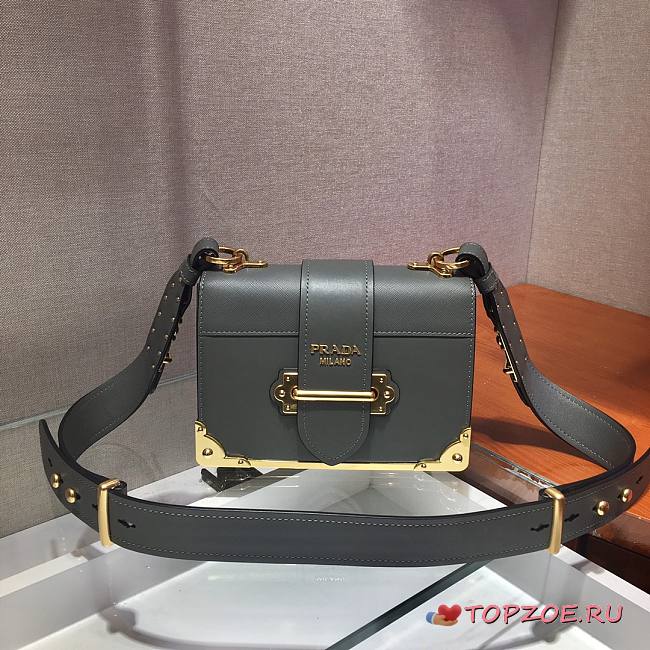 PRADA LEATHER PRADA CAHIER BAG GRAY 1BD045 SIZE 20 x 14 x 8.5 CM - 1