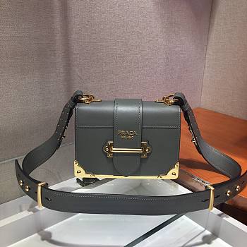 PRADA LEATHER PRADA CAHIER BAG GRAY 1BD045 SIZE 20 x 14 x 8.5 CM