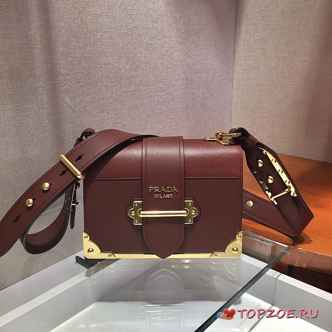 PRADA LEATHER PRADA CAHIER BAG BORDEAUX 1BD045 SIZE 20 x 14 x 8.5 CM - 1