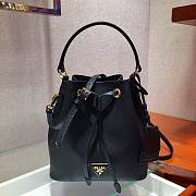 PRADA SAFFIANO LEATHER BUCKET BAG BLACK 1BE032 SIZE 22 x 22 x 14 CM - 1