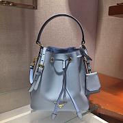 PRADA SAFFIANO LEATHER BUCKET BAG CORNFLOWER BLUE 1BE032 SIZE 22 x 22 x 14 CM - 1