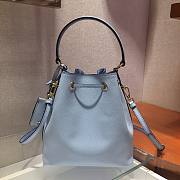 PRADA SAFFIANO LEATHER BUCKET BAG CORNFLOWER BLUE 1BE032 SIZE 22 x 22 x 14 CM - 5