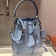 PRADA SAFFIANO LEATHER BUCKET BAG CORNFLOWER BLUE 1BE032 SIZE 22 x 22 x 14 CM - 3