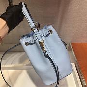 PRADA SAFFIANO LEATHER BUCKET BAG CORNFLOWER BLUE 1BE032 SIZE 22 x 22 x 14 CM - 4
