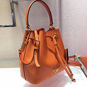 PRADA SAFFIANO LEATHER BUCKET BAG ORANGE 1BE032 SIZE 22 x 22 x 14 CM - 6