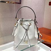 PRADA SAFFIANO LEATHER BUCKET BAG WHITE 1BE032 SIZE 22 x 22 x 14 CM - 1