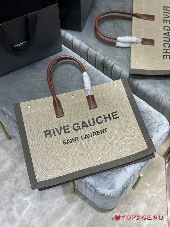 YSL RIVE GAUCHE LARGE TOTE BAG BEIGE/GRAY 509415 SIZE 48 x 36 x 16 CM - 1