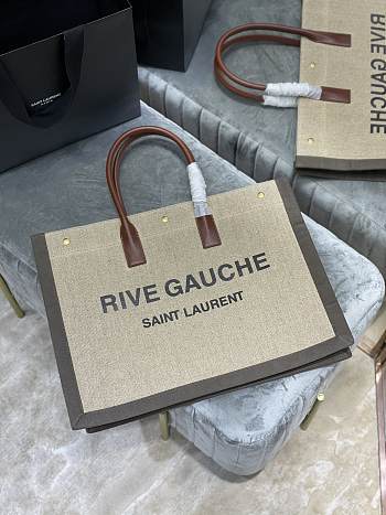 YSL RIVE GAUCHE LARGE TOTE BAG BEIGE/GRAY 509415 SIZE 48 x 36 x 16 CM