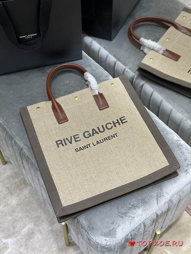 YSL RIVE GAUCHE N/S TOTE BAG BEIGE/GRAY 631682 SIZE 37.5 × 38 × 17 CM - 1