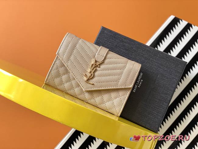 YSL MONOGRAM SMALL ENVELOPE WALLET BEIGE 651026 SIZE 13.5 x 9.5 x 3 CM - 1
