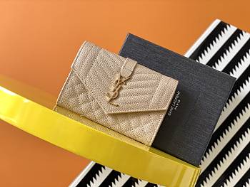 YSL MONOGRAM SMALL ENVELOPE WALLET BEIGE 651026 SIZE 13.5 x 9.5 x 3 CM