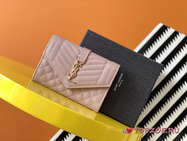 YSL MONOGRAM SMALL ENVELOPE WALLET LIGHT PINK 651026 SIZE 13.5 x 9.5 x 3 CM - 1