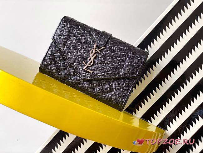 YSL MONOGRAM SMALL ENVELOPE SILVER METAL WALLET WHITE 651026 SIZE 13.5 x 9.5 x 3 CM - 1