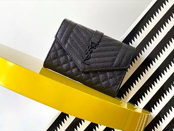 YSL MONOGRAM SMALL ENVELOPE WALLET BLACK METAL 651026 SIZE 13.5 x 9.5 x 3 CM