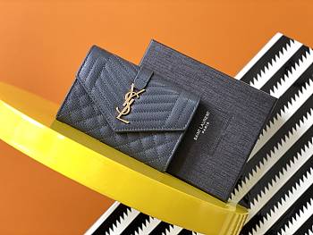 YSL MONOGRAM SMALL ENVELOPE WALLET BLACK 651026 SIZE 13.5 x 9.5 x 3 CM