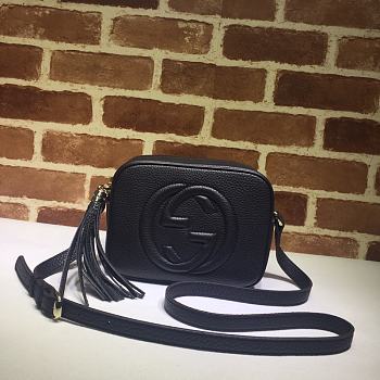 GUCCI SOHO SMALL LEATHER DISCO BAG BLACK 308364 SIZE 21 x 15 x 7 CM