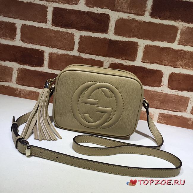 GUCCI SOHO SMALL LEATHER DISCO BAG BEIGE 308364 SIZE 21 x 15 x 7 CM - 1