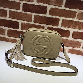 GUCCI SOHO SMALL LEATHER DISCO BAG BEIGE 308364 SIZE 21 x 15 x 7 CM