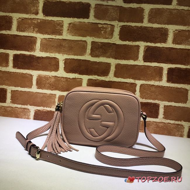 GUCCI SOHO SMALL LEATHER DISCO BAG ROSE BEIGE 308364 SIZE 21 x 15 x 7 CM - 1