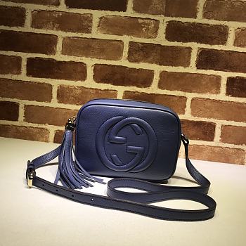 GUCCI SOHO SMALL LEATHER DISCO BAG PURPLE 308364 SIZE 21 x 15 x 7 CM