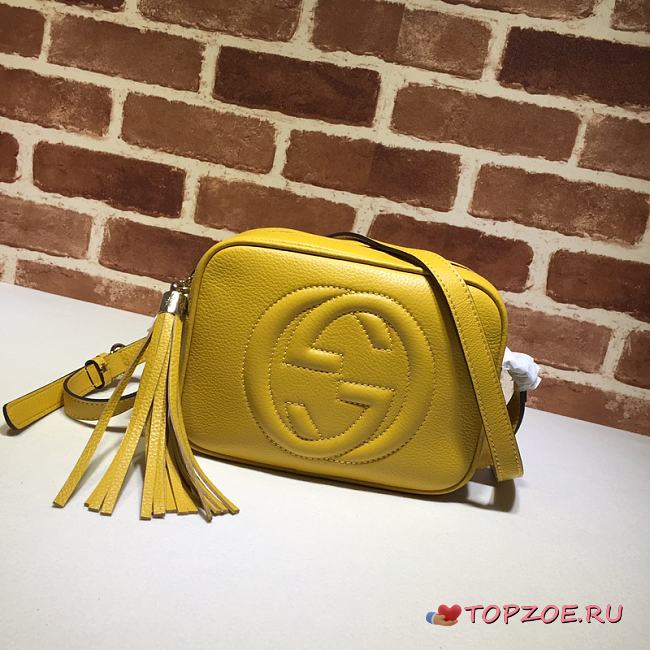 GUCCI SOHO SMALL LEATHER DISCO BAG YELLOW 308364 SIZE 21 x 15 x 7 CM - 1