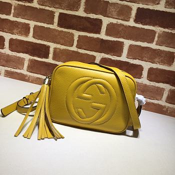 GUCCI SOHO SMALL LEATHER DISCO BAG YELLOW 308364 SIZE 21 x 15 x 7 CM