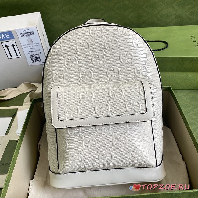 GG EMBOSSED WHITE BACKPACK 658579 SIZE 27×37×13 CM - 1