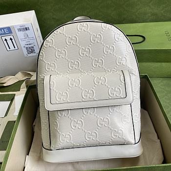 GG EMBOSSED WHITE BACKPACK 658579 SIZE 27×37×13 CM