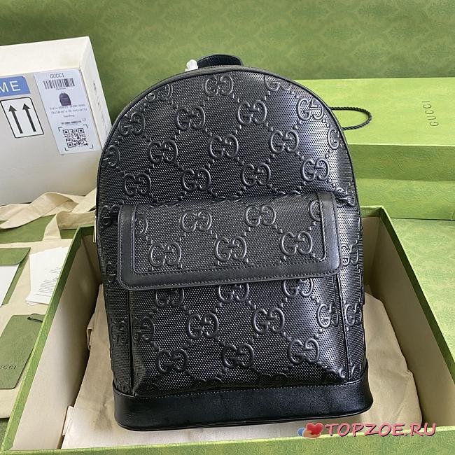 GG EMBOSSED BLACK BACKPACK 658579 SIZE 27×37×13 CM - 1
