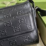 GUCCI GG EMBOSSED MESSENGER BAG BLACK 658565 SIZE 29 × 22 × 9.5 CM - 4