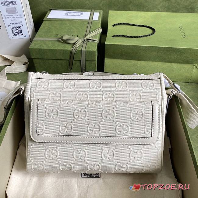 GUCCI GG EMBOSSED MESSENGER BAG WHITE 658565 SIZE 29 × 22 × 9.5 CM - 1