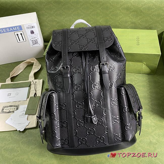GUCCI GG EMBOSSED BACKPACK ‎BLACK 625770 SIZE 34 x 41 x 12 CM - 1