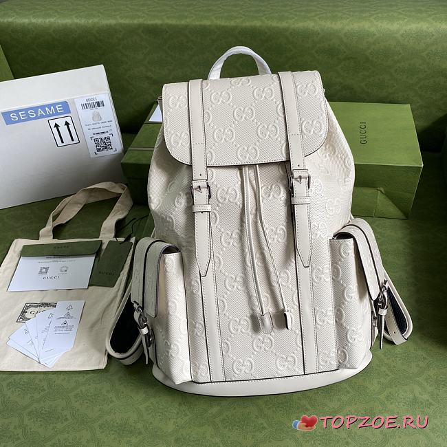 GUCCI GG EMBOSSED BACKPACK ‎WHITE 625770 SIZE 34 x 41 x 12 CM - 1