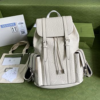 GUCCI GG EMBOSSED BACKPACK ‎WHITE 625770 SIZE 34 x 41 x 12 CM
